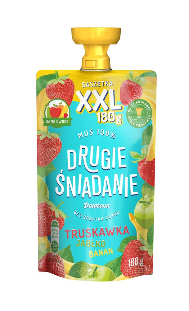 Drugie Śniadanie Mus jabłko-banan-truskawka 180 g. /szt.