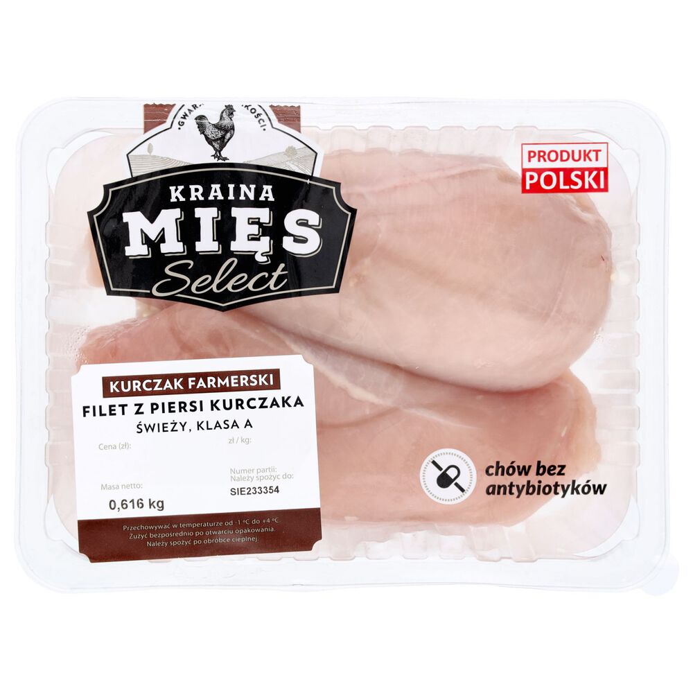 Kraina Mięs Select Kurczak farmerski Filet z piersi kurczaka opak. ok. 600 g. /kg