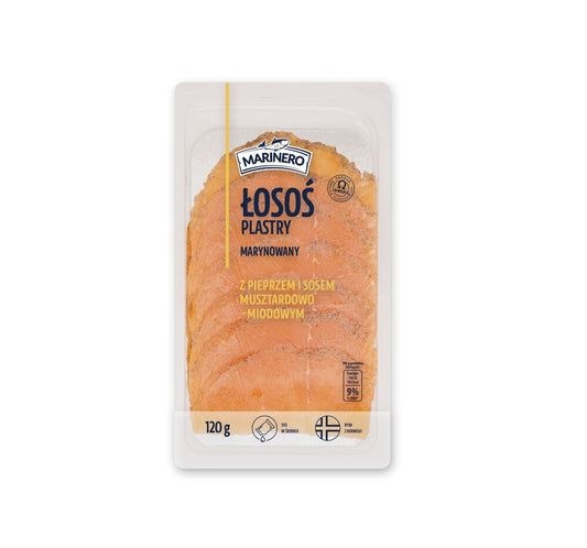 Marinero Łosoś marynowany plastry z pieprzem i sosem 100 g + 20 g. /szt.