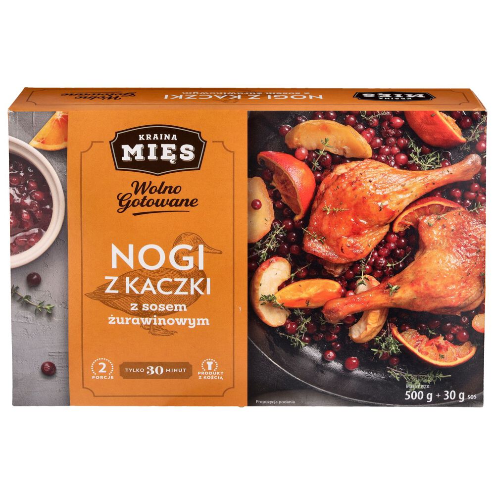 Kraina Mięs Wolno gotowane nogi z kaczki z sosem żurawinowym 500 g + 30 g sos. /szt.